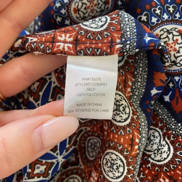 Like New Daniel Rainn Stitch Fix Paisley 3/4 Sleeve Length Blouse with Tassels - Picture 14 of 14